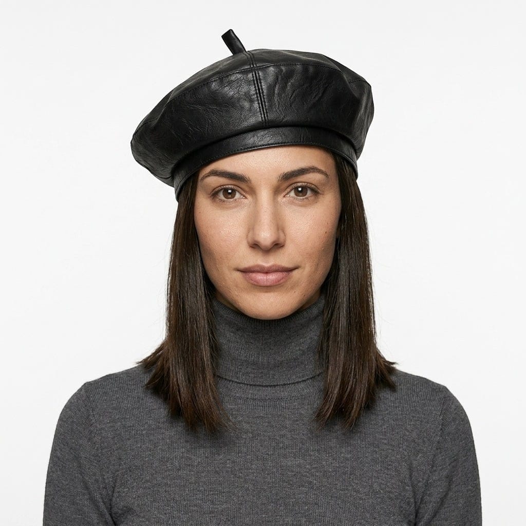 Le Comptoir du Chapeau Béret Cuir PU Femme Vintage Hiver