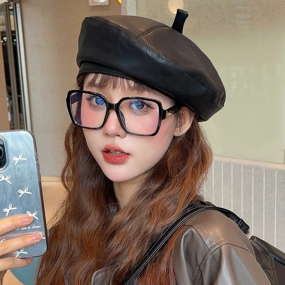 Le Comptoir du Chapeau Béret Cuir PU Femme Vintage Hiver