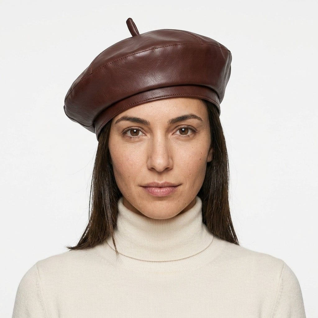 Le Comptoir du Chapeau Béret Cuir PU Femme Vintage Hiver