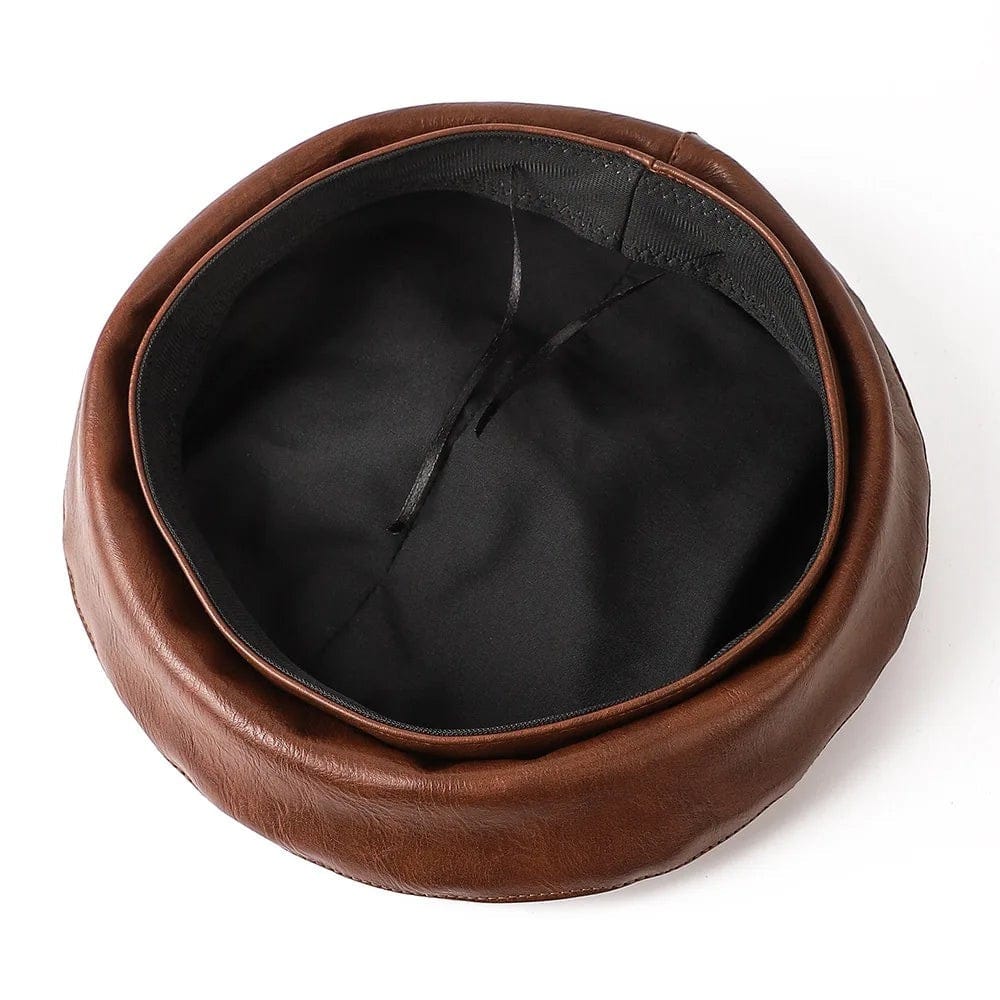 Le Comptoir du Chapeau Béret Cuir PU Femme Vintage Hiver