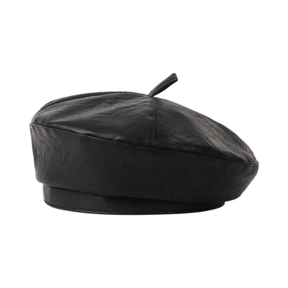 Le Comptoir du Chapeau Noir / 56-58 cm Béret Cuir PU Femme Vintage Hiver
