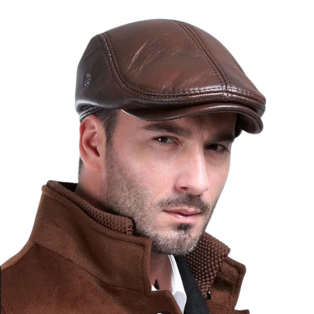 Le Comptoir du Chapeau Béret Cuir Véritable Protège-Oreilles Homme