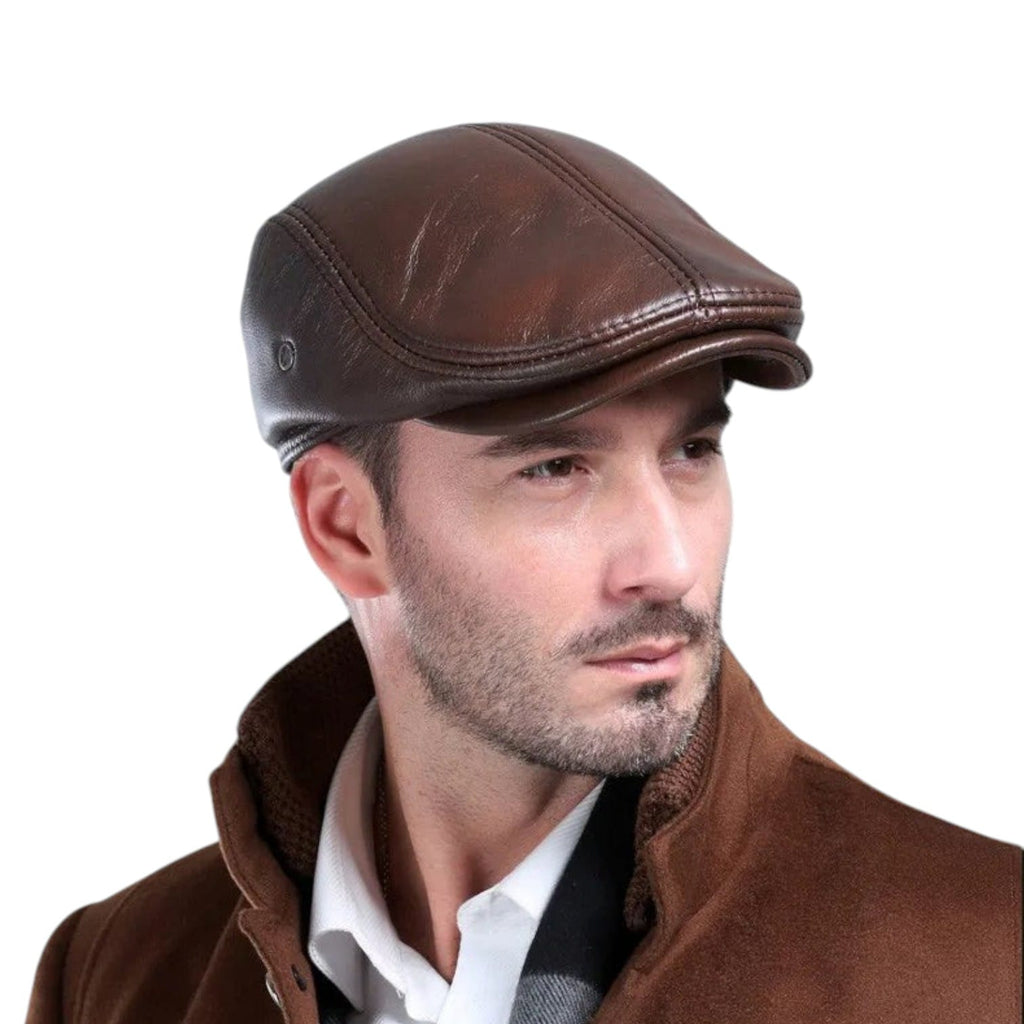 Le Comptoir du Chapeau Béret Cuir Véritable Protège-Oreilles Homme