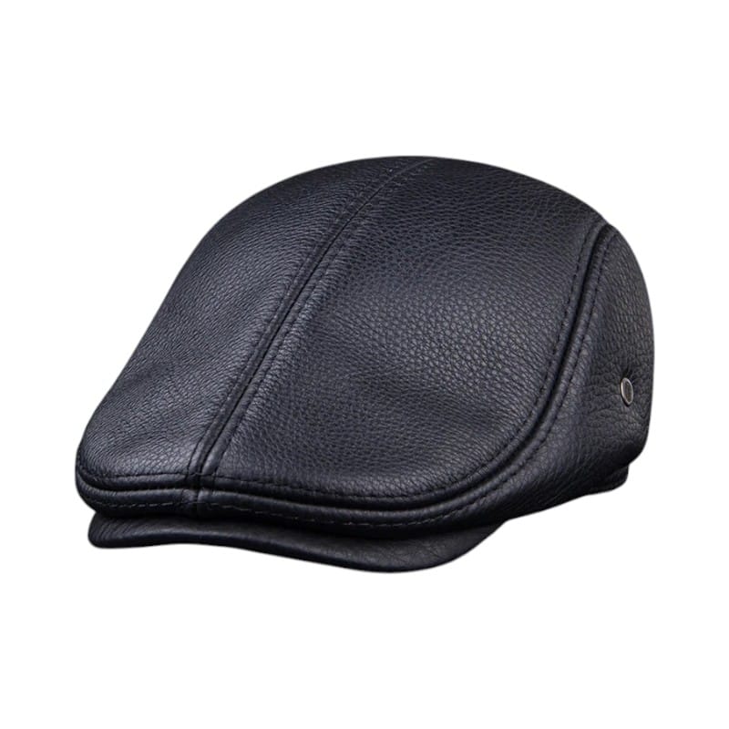 Le Comptoir du Chapeau Noir / L 55-56 cm Béret Cuir Véritable Protège-Oreilles Homme