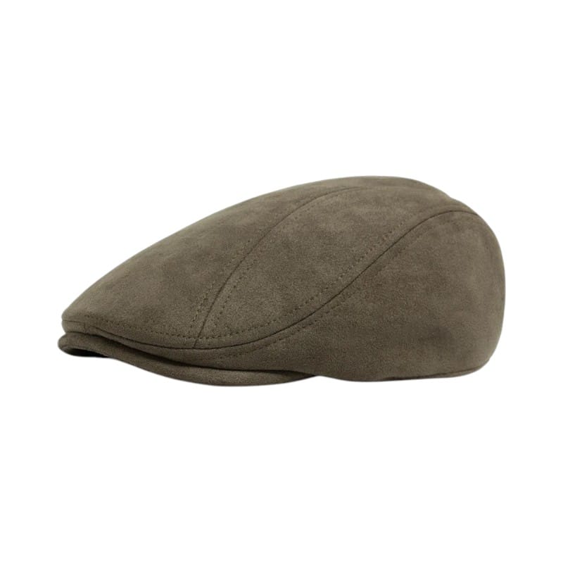 Le Comptoir du Chapeau Vert Kaki Béret Daim Newsboy Automne Hiver Vintage