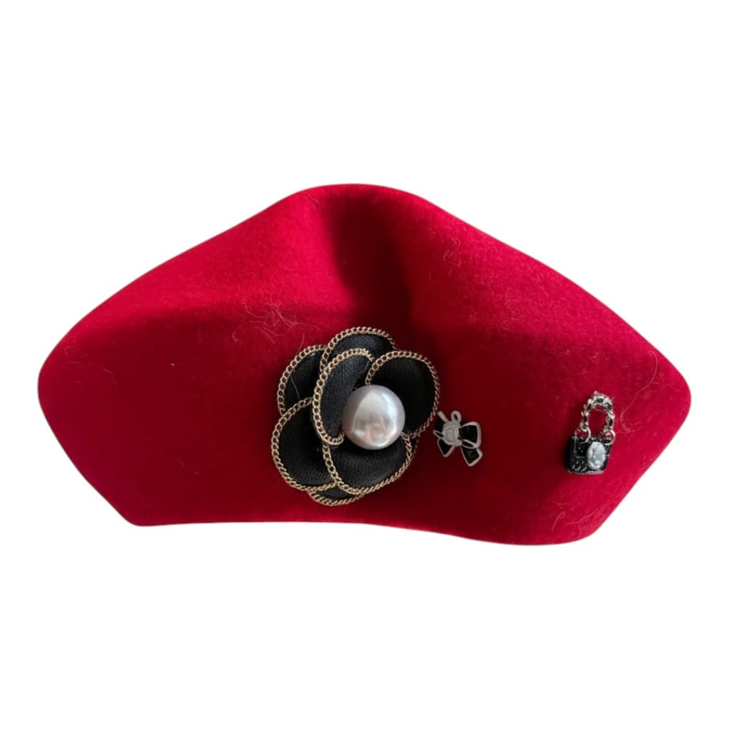 Le Comptoir du Chapeau Rouge Béret Feutre Fleur Designer Femme