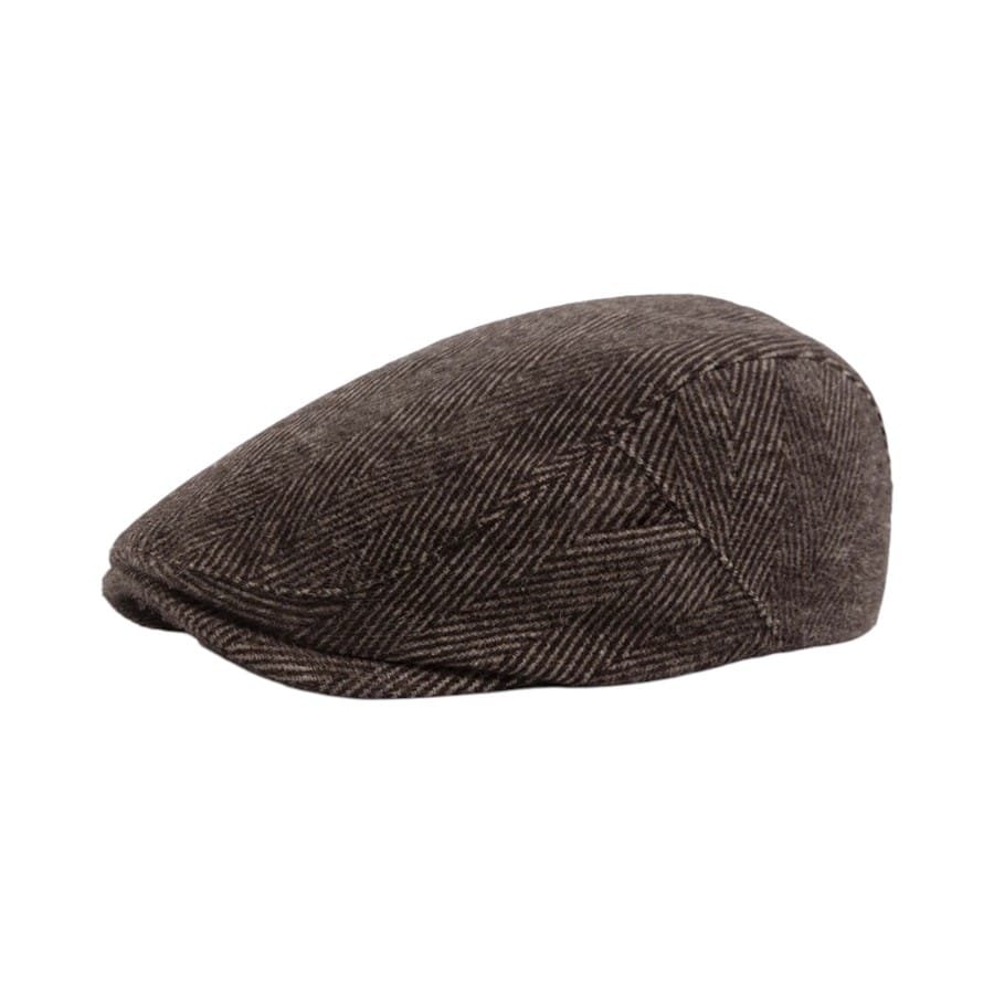 Le Comptoir du Chapeau Marron Béret Herringbone Grande Double Boutonnage