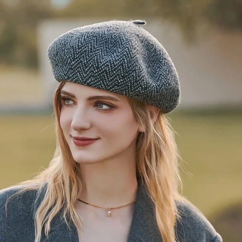 Le Comptoir du Chapeau Béret Laine Artiste Carreaux Cachemire