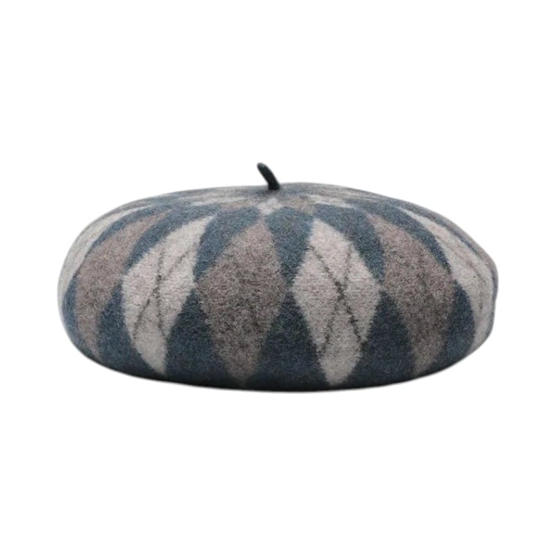 Le Comptoir du Chapeau Bleu Béret Laine Artiste Carreaux Cachemire