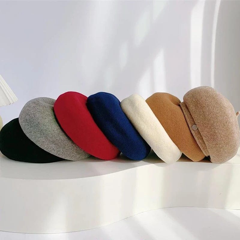Le Comptoir du Chapeau Béret Laine Artiste Couleur Unie Femme