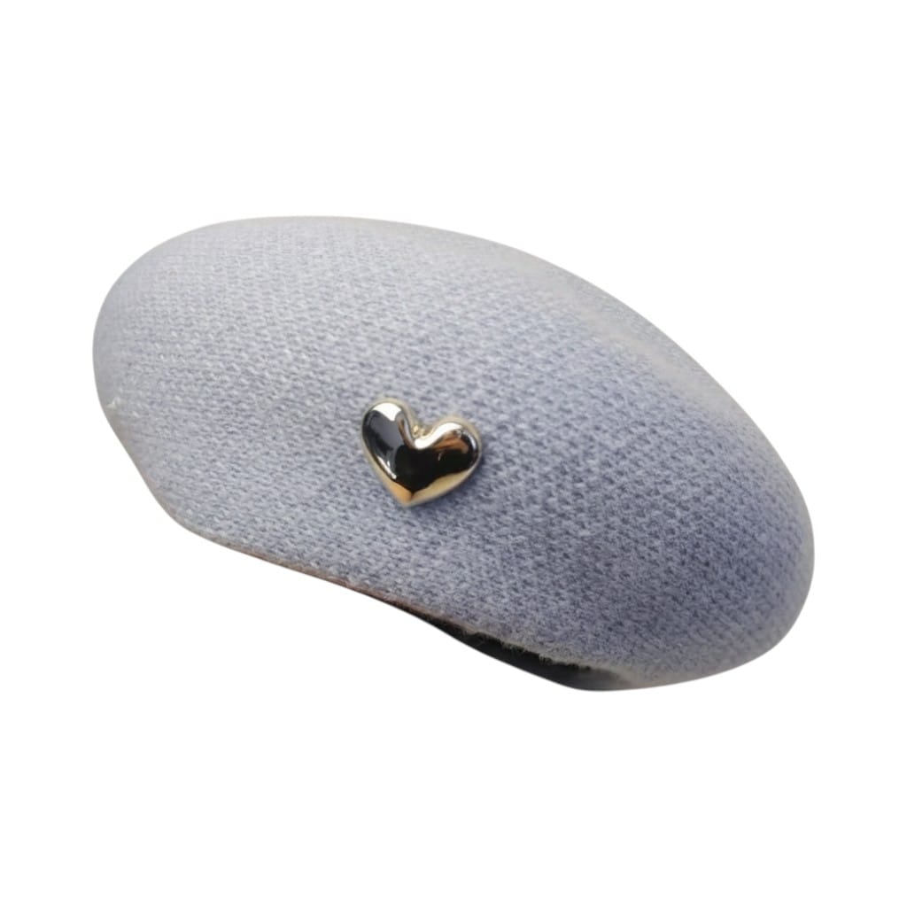 Le Comptoir du Chapeau Bleu Ciel Béret Laine Femme Motifs Brodés