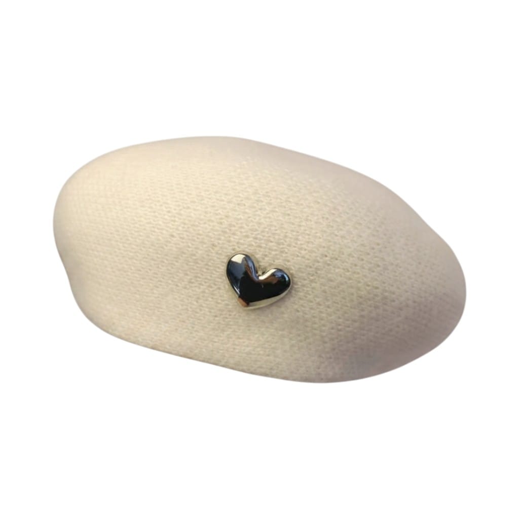 Le Comptoir du Chapeau Blanc Béret Laine Femme Motifs Brodés