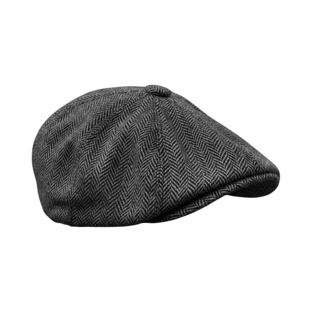 Le Comptoir du Chapeau Gris Foncé Béret Laine Pied-de-Poule Rétro Homme