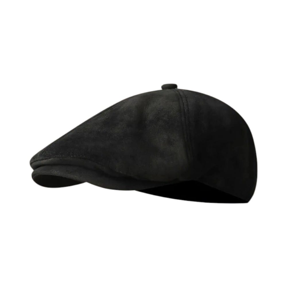 Le Comptoir du Chapeau Noir Béret Newsboy Daim Rétro Ajustable
