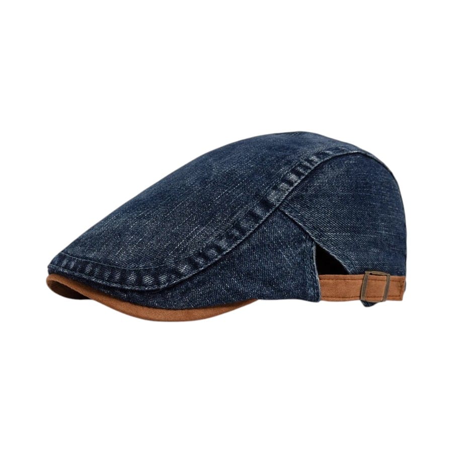 Le Comptoir du Chapeau Bleu Foncé Béret Newsboy Denim Bicolore