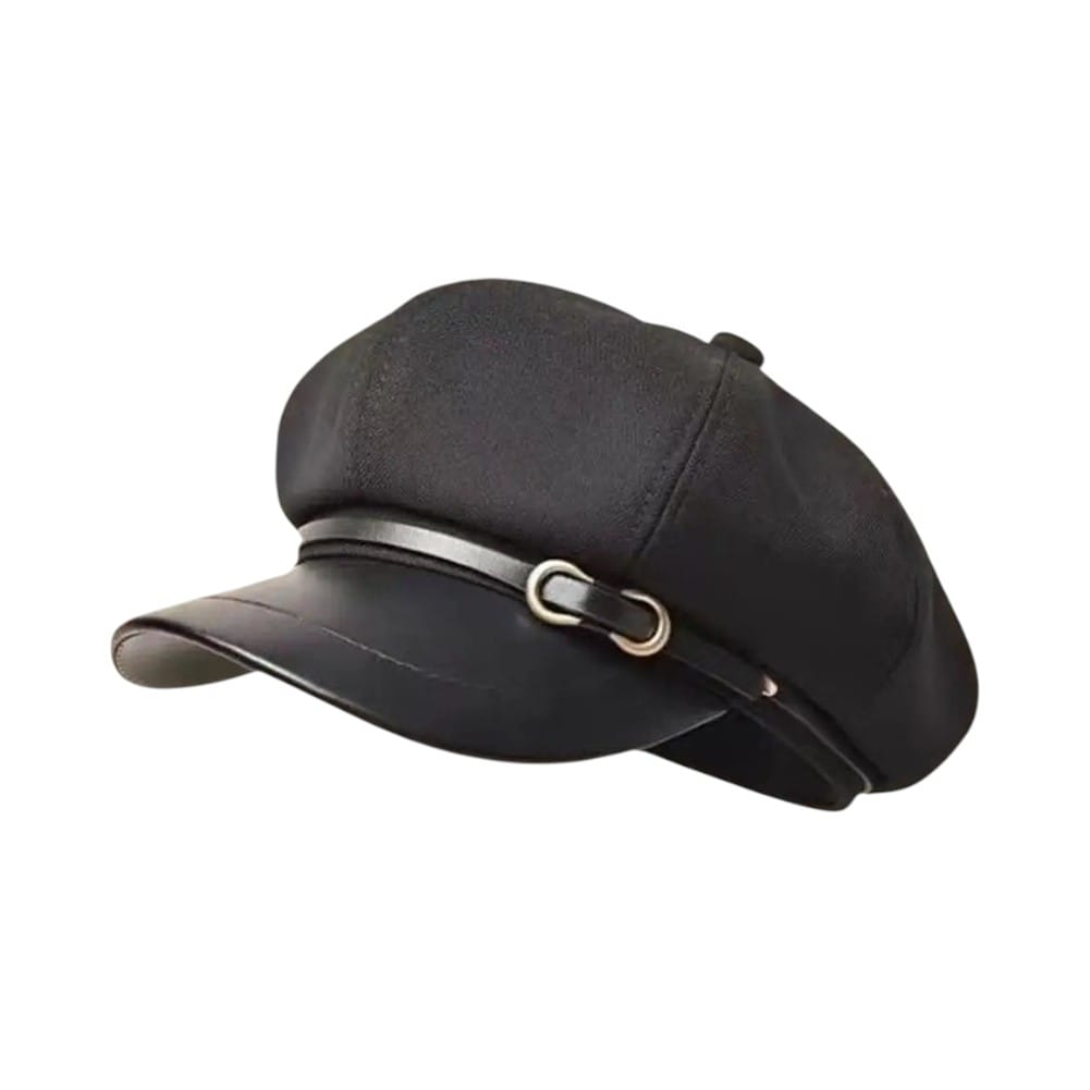 Le Comptoir du Chapeau Noir Béret Newsboy Rétro Style Grande Tête