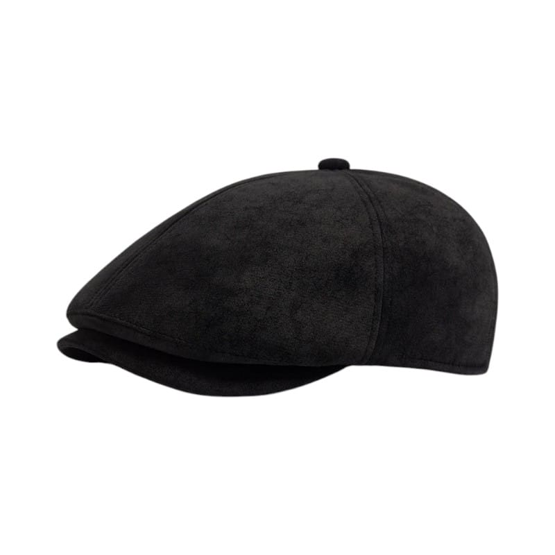 Le Comptoir du Chapeau Noir Béret Newsboy Simili-Cuir Rétro Vintage