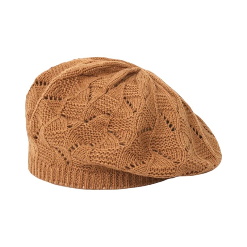 Le Comptoir du Chapeau Marron Clair Béret Tricot Fin Femme Parisien Multicolore