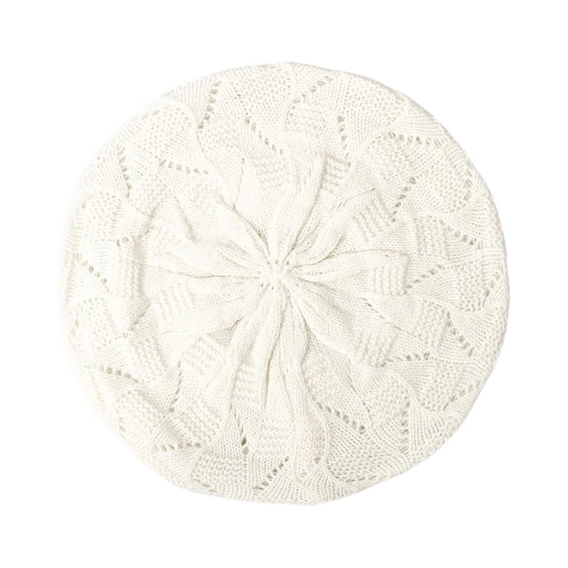 Le Comptoir du Chapeau Blanc Béret Tricot Fin Femme Parisien Multicolore
