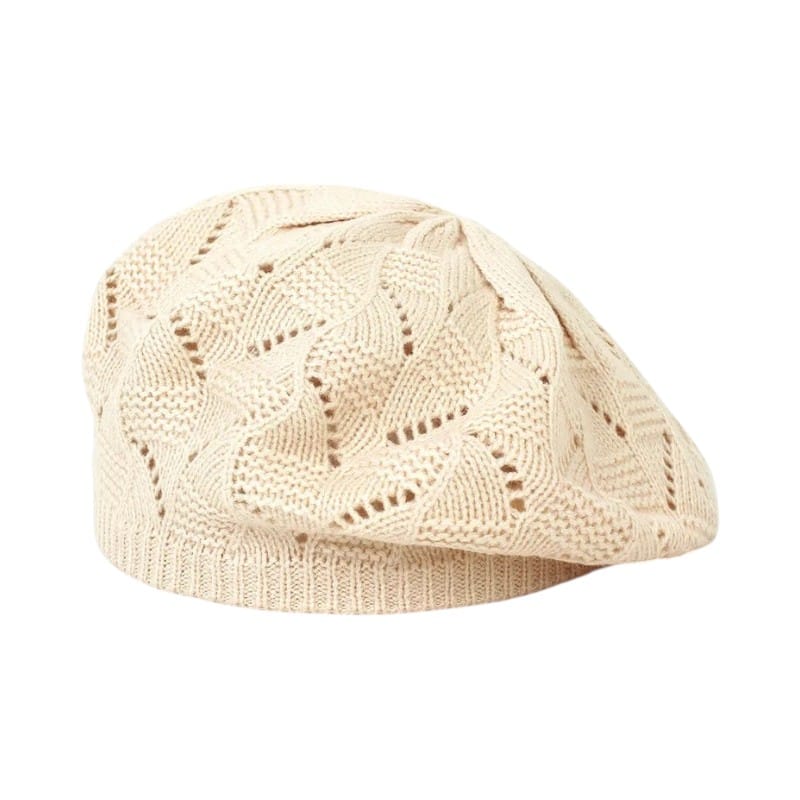 Le Comptoir du Chapeau Beige Béret Tricot Fin Femme Parisien Multicolore