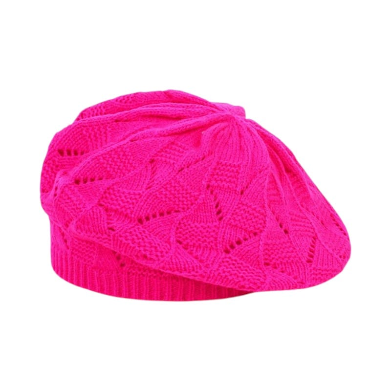 Le Comptoir du Chapeau Rose Bonbon Béret Tricot Fin Femme Parisien Multicolore
