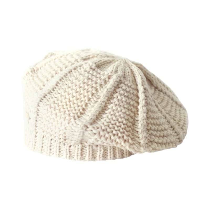 Le Comptoir du Chapeau Beige Béret Tricoté Couleur Unie Femme