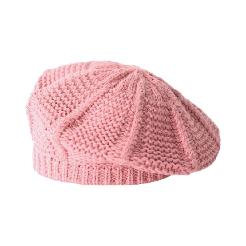 Le Comptoir du Chapeau Rose Clair Béret Tricoté Couleur Unie Femme