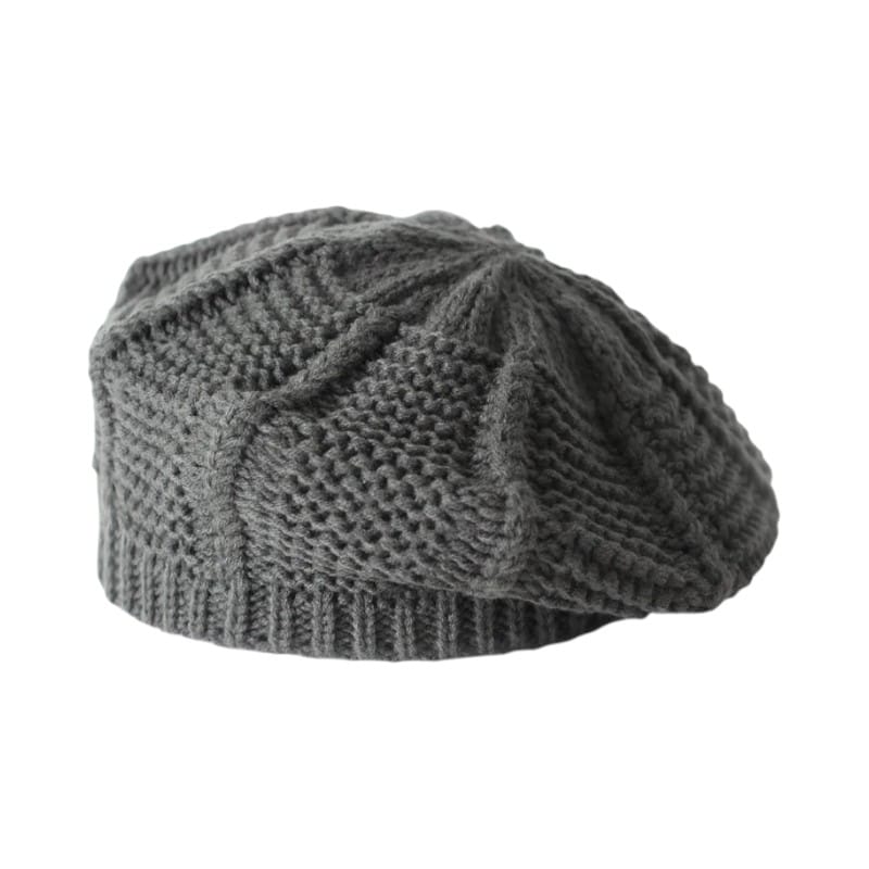 Le Comptoir du Chapeau Gris Foncé Béret Tricoté Couleur Unie Femme