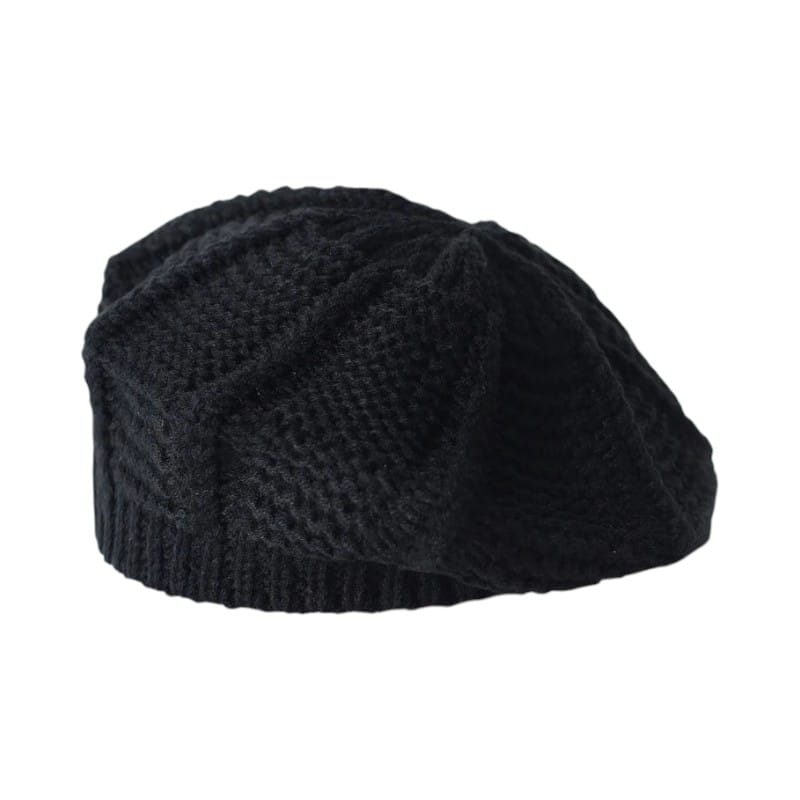 Le Comptoir du Chapeau Noir Béret Tricoté Couleur Unie Femme