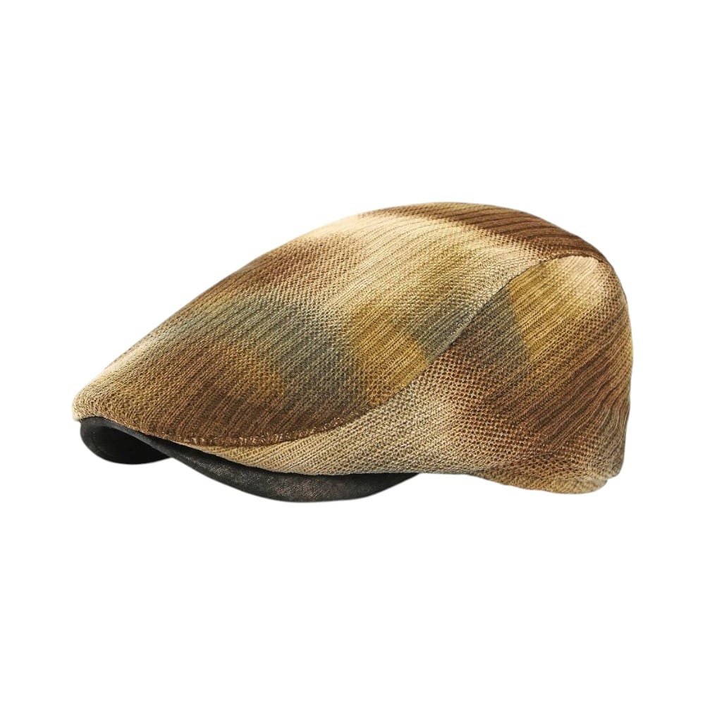 Le Comptoir du Chapeau Marron Clair Béret Tricoté Tie-Dye Rétro Mixte