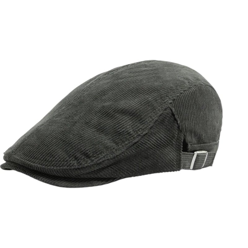 Le Comptoir du Chapeau Vert Kaki Béret Velours Côtelé Vintage Réversible