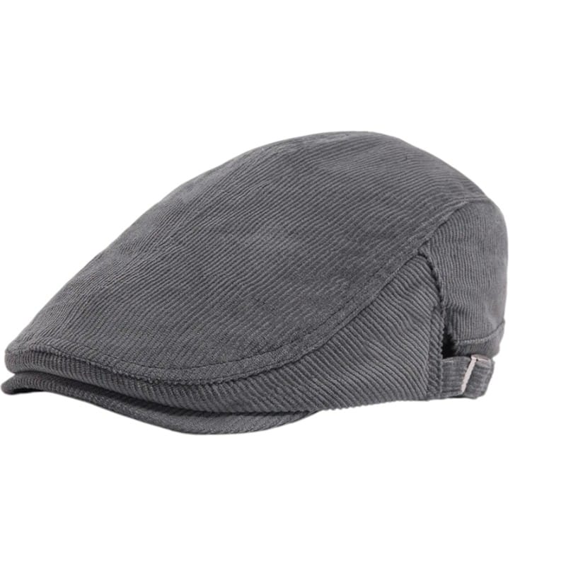 Le Comptoir du Chapeau Gris Béret Velours Côtelé Vintage Réversible