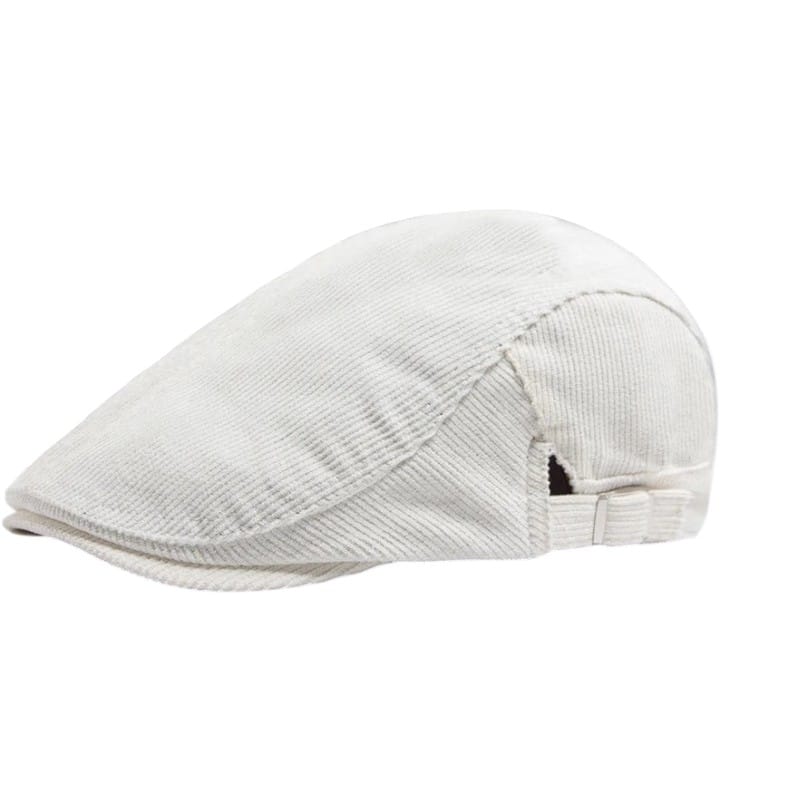 Le Comptoir du Chapeau Blanc Béret Velours Côtelé Vintage Réversible