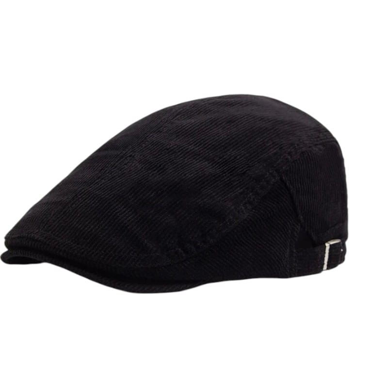 Le Comptoir du Chapeau Noir Béret Velours Côtelé Vintage Réversible