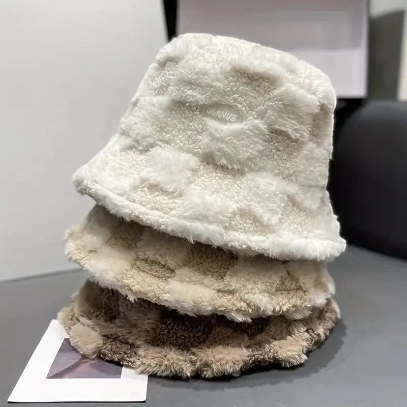 Le Comptoir du Chapeau Bob Agneau Quadrillé Velours Chaud Femme