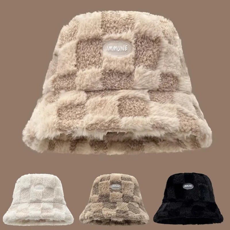 Le Comptoir du Chapeau Bob Agneau Quadrillé Velours Chaud Femme
