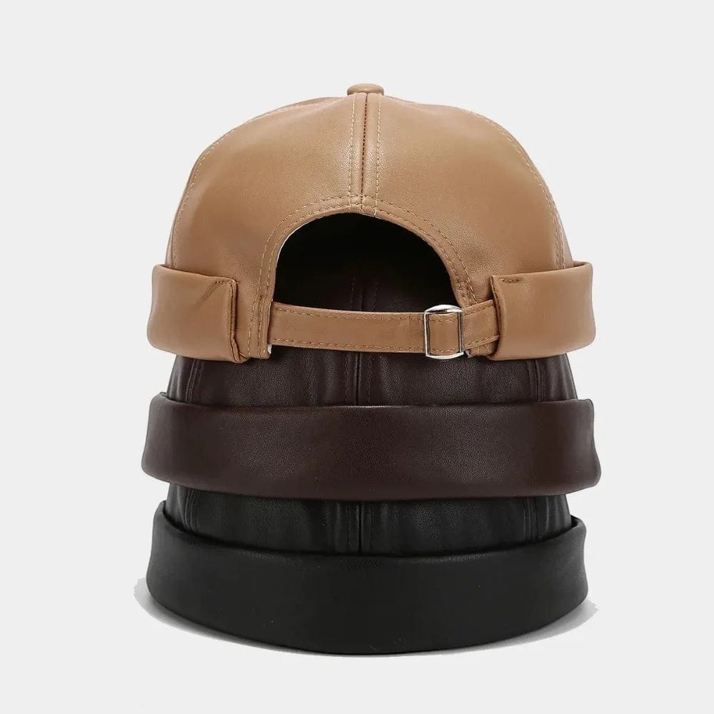 Le Comptoir du Chapeau Bonnet Docker Cuir PU Rétro