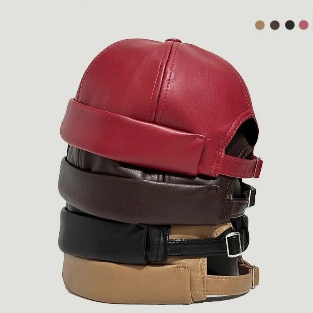 Le Comptoir du Chapeau Bonnet Docker Cuir PU Rétro