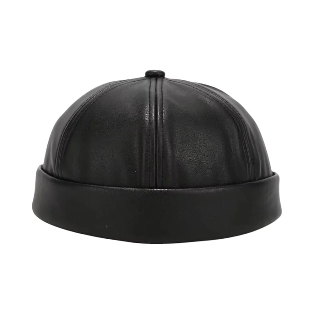 Le Comptoir du Chapeau Noir Bonnet Docker Cuir PU Rétro