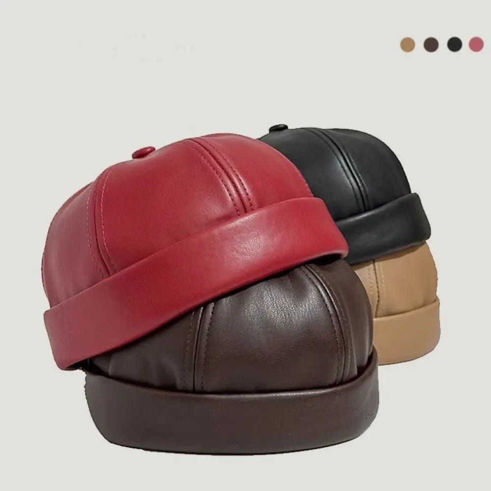 Le Comptoir du Chapeau Bonnet Docker Cuir PU Rétro