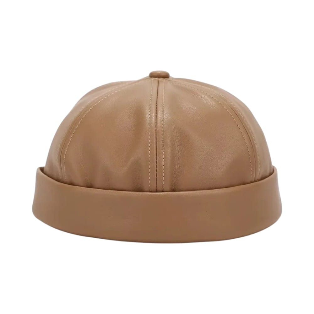 Le Comptoir du Chapeau Marron Clair Bonnet Docker Cuir PU Rétro