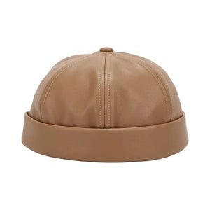 Le Comptoir du Chapeau Marron Clair Bonnet Docker Cuir PU Rétro
