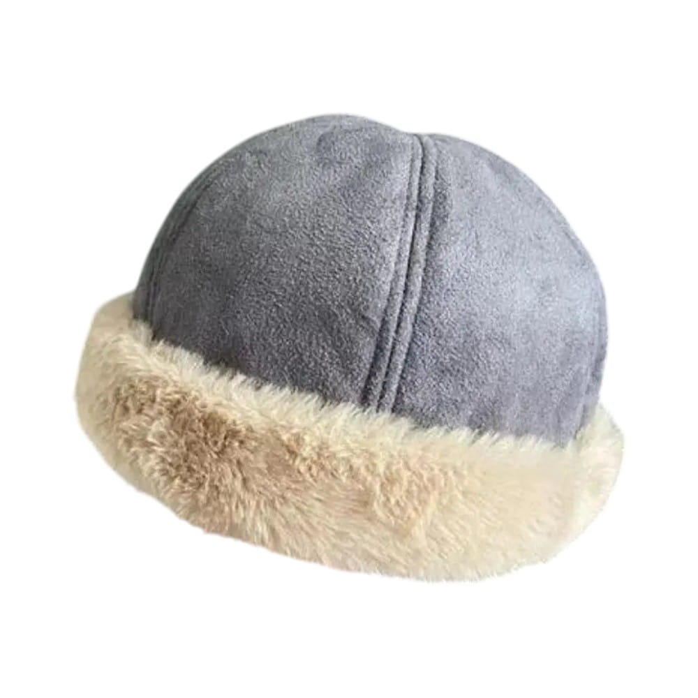Le Comptoir du Chapeau Gris Bonnet Docker Peluche Fausse Fourrure
