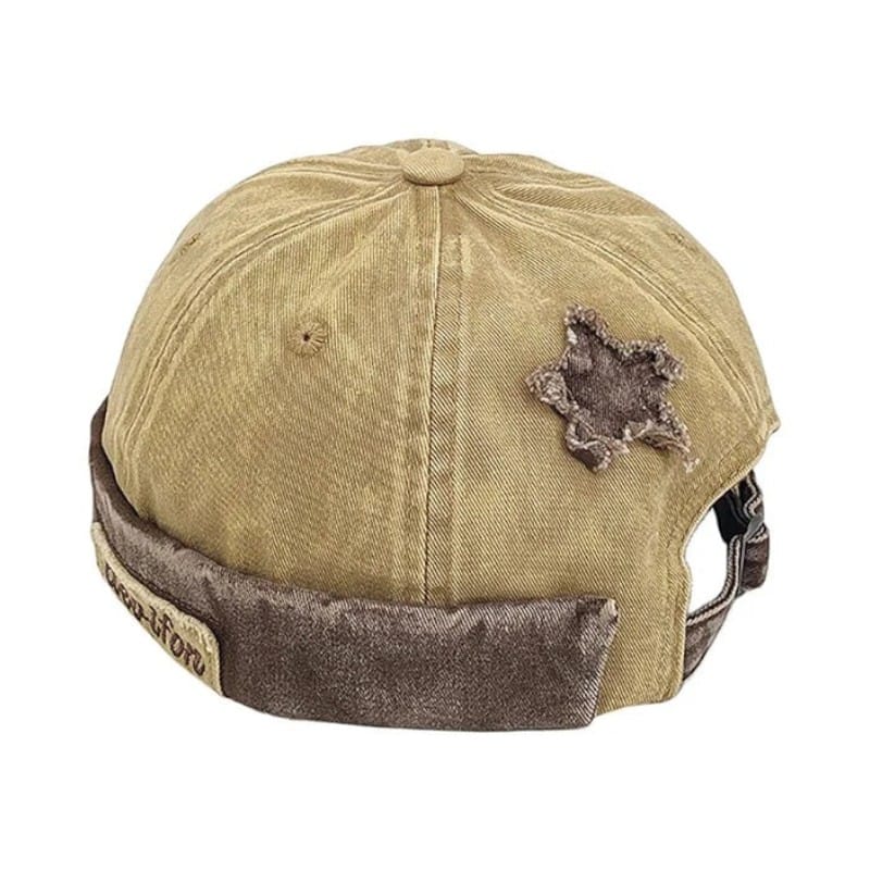 Le Comptoir du Chapeau Marron Clair Bonnet Docker Vintage Étoile Lavé