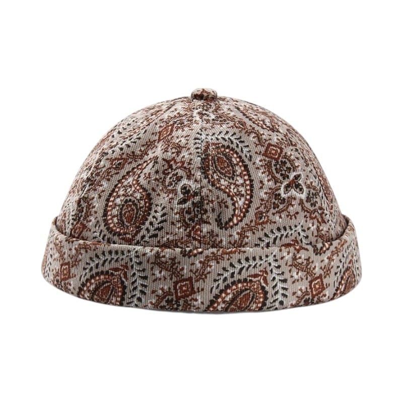 Le Comptoir du Chapeau Marron Clair Bonnet Docker Vintage Paisley Rétro