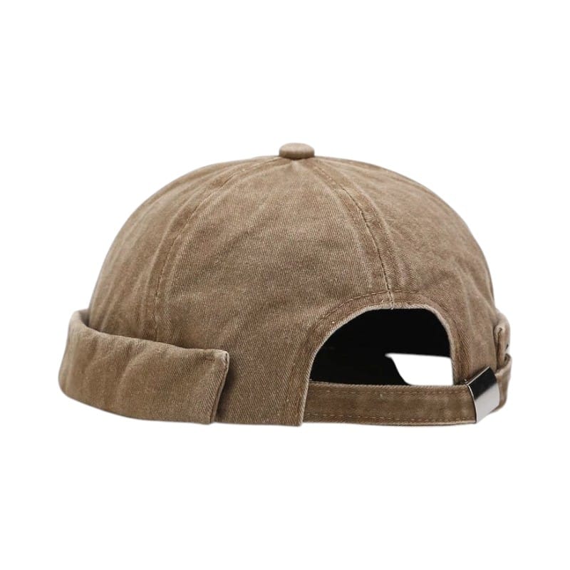 Le Comptoir du Chapeau Marron Clair Bonnet Docker Washed Rétro Vintage Mixte