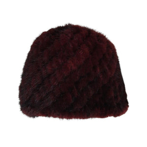 Le Comptoir du Chapeau Bordeaux Bonnet Fourrure Vison Véritable Femme