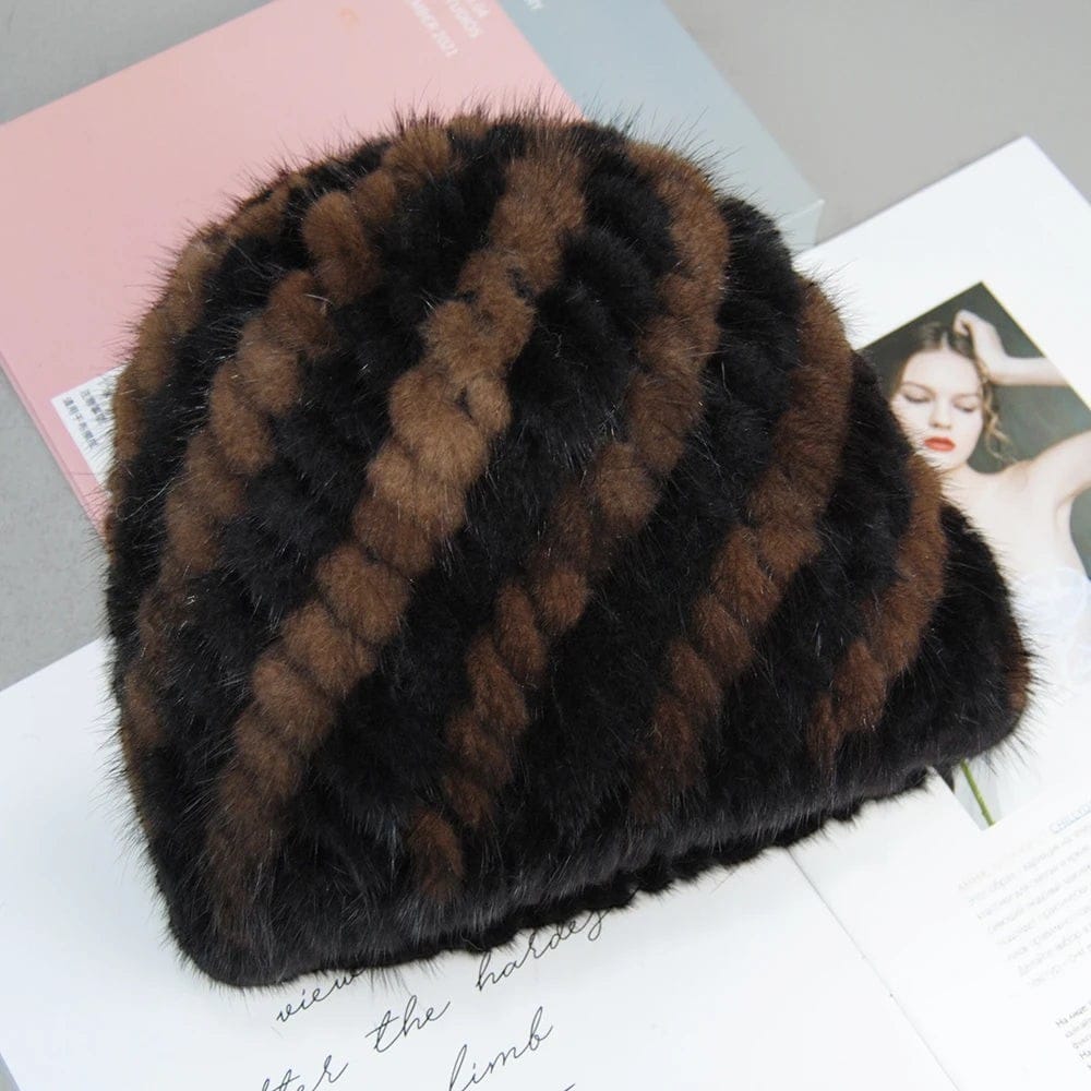 Le Comptoir du Chapeau Bonnet Fourrure Vison Véritable Femme