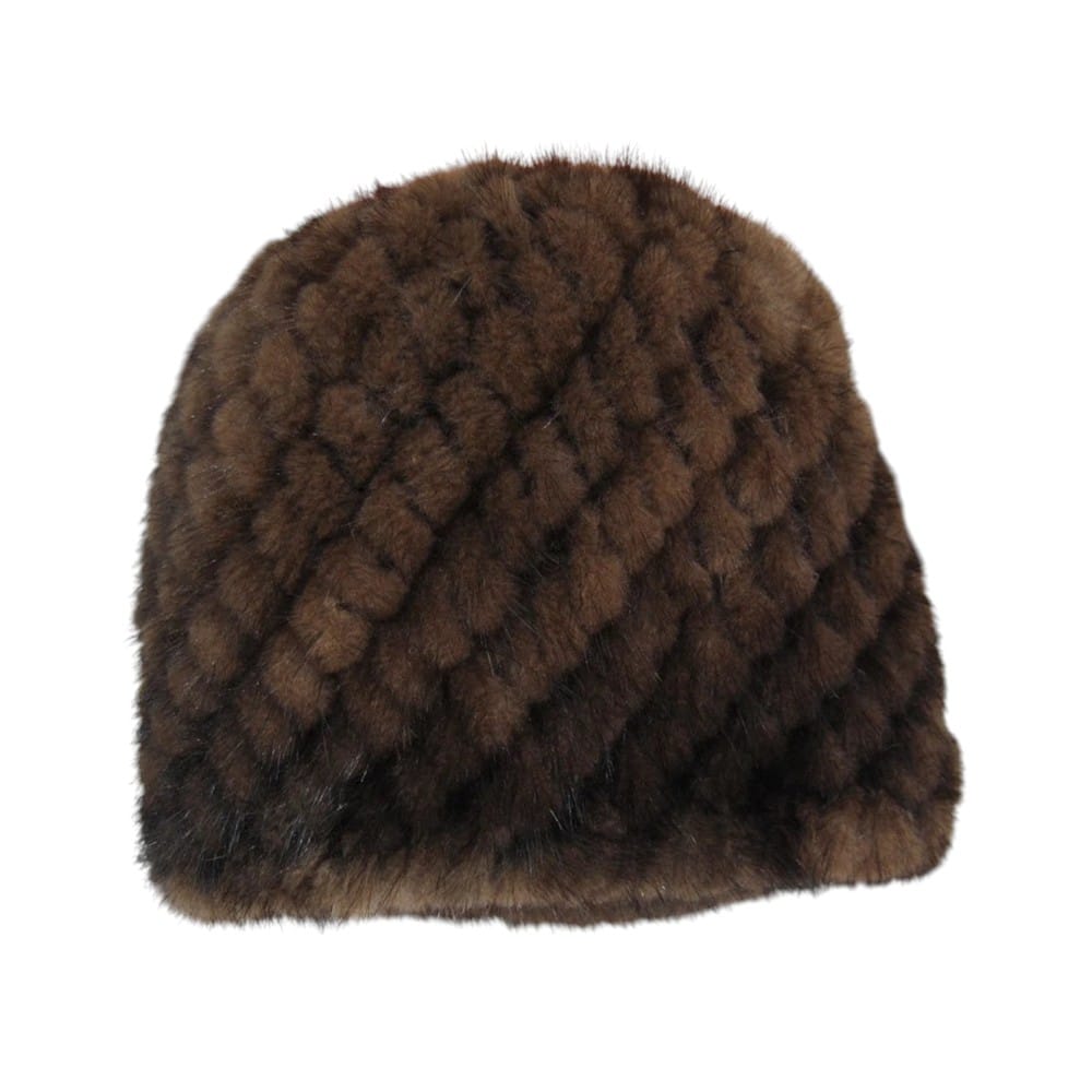 Le Comptoir du Chapeau Marron Bonnet Fourrure Vison Véritable Femme