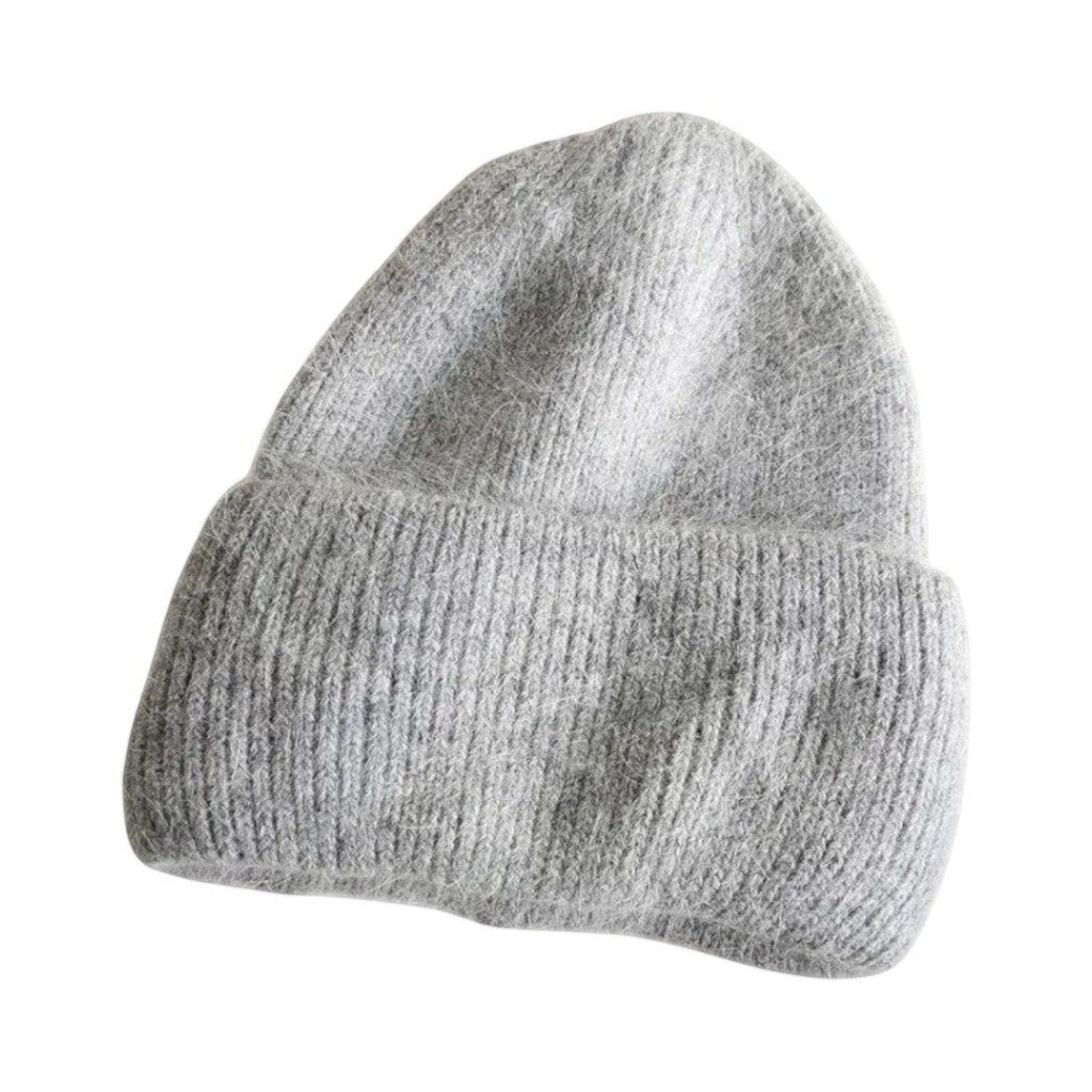 Le Comptoir du Chapeau Gris Clair Bonnet Laine Angora Fourrure Hiver